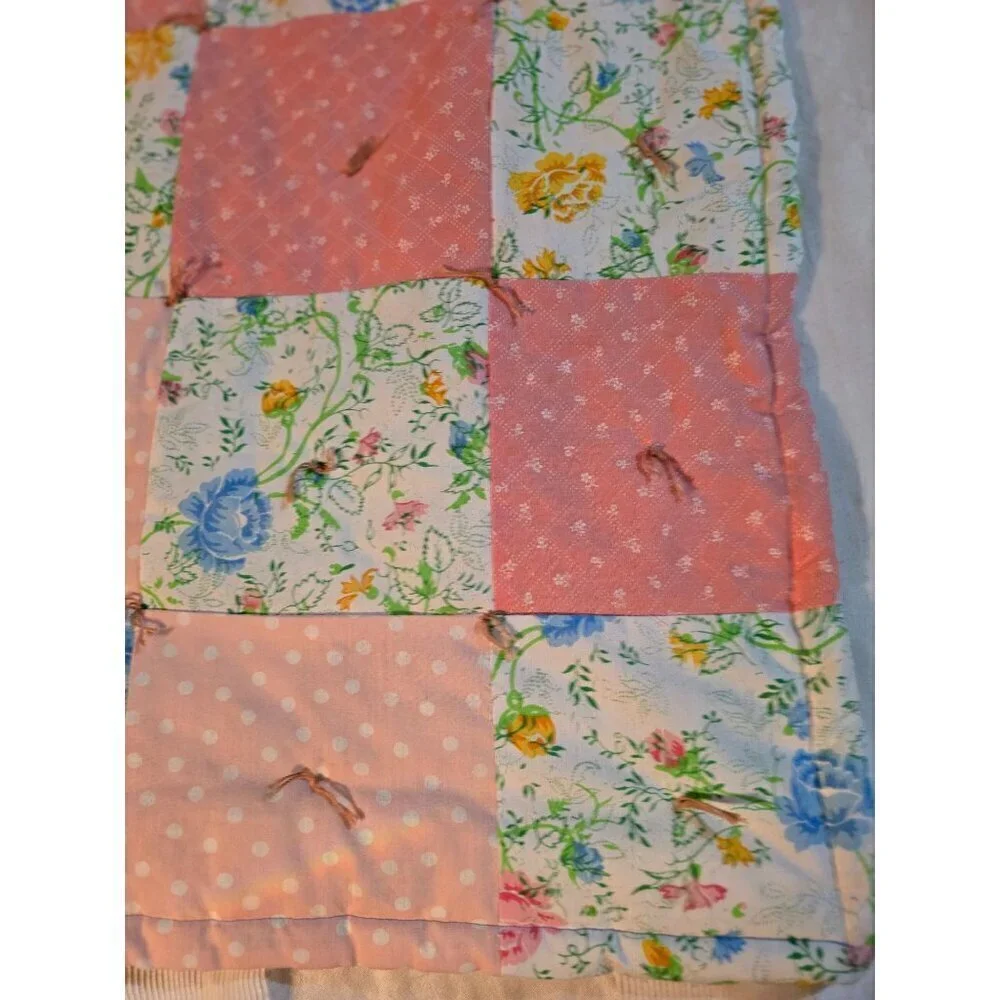 Vintage Shabby Chic Pink Cottagecore Patchwork Throw Blanket